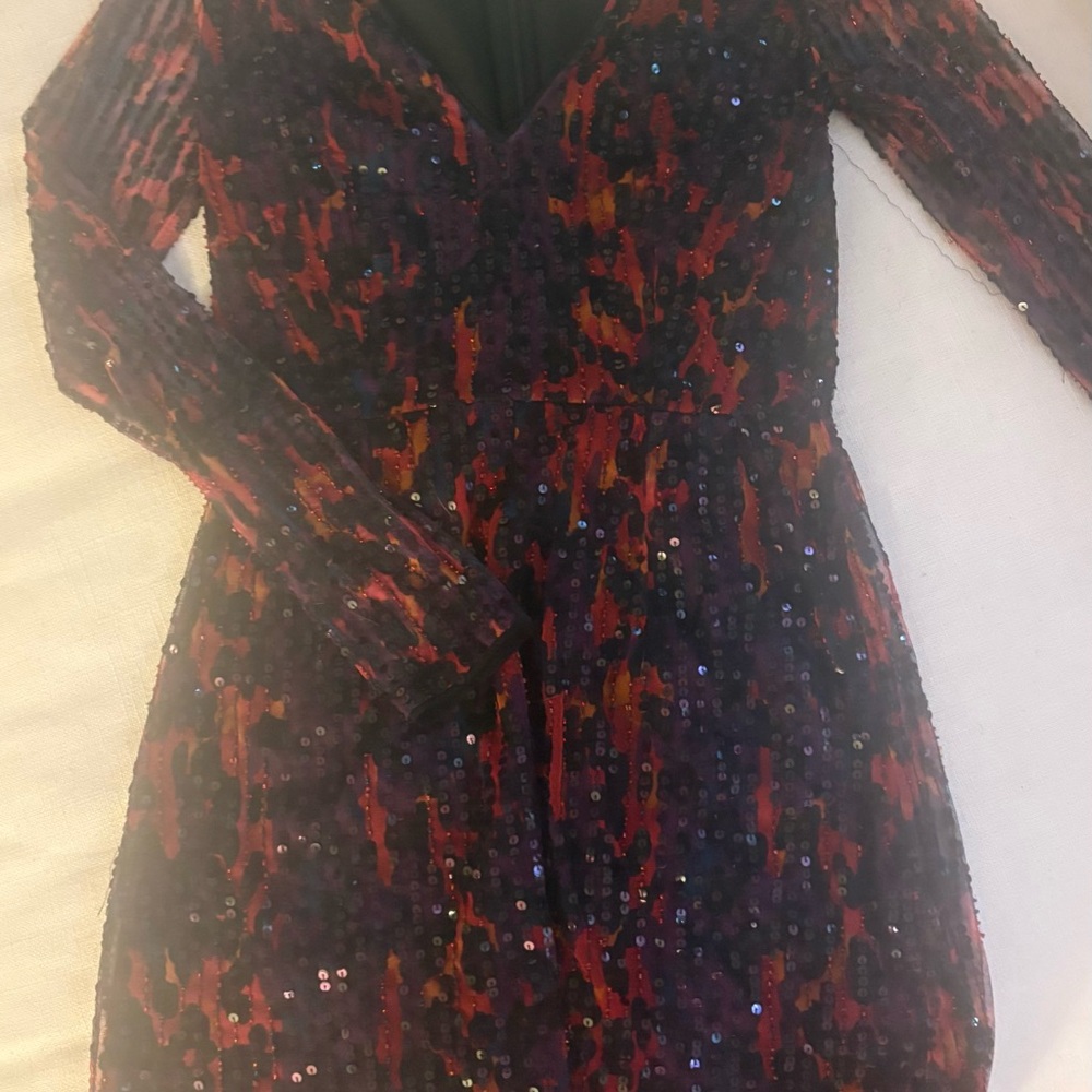 French Connection Vibrant Sequin Long Sleeve Dress